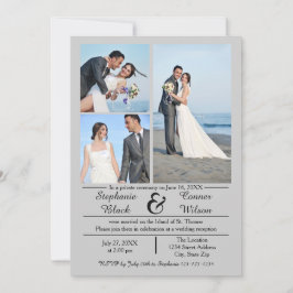 3/4 Fotos Verticais Cinza - Anúncio de Casamento