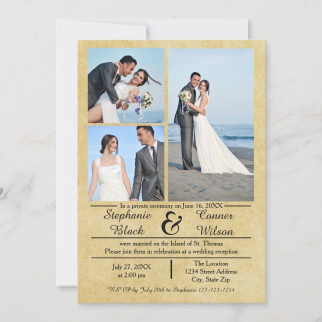 3/4 Fotos Vertical Antigo Anúncio de Casamento de  (Frente)