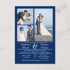 3/4 Fotos Vertical Azul - Anúncio de casamento 3x5