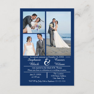 3/4 Fotos Vertical Azul - Anúncio de casamento 3x5