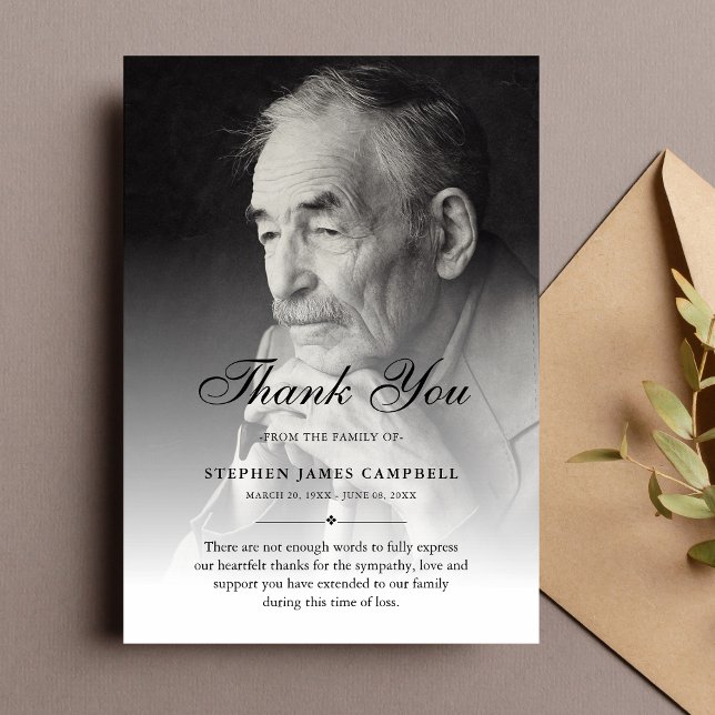 3.5x5 Agradecimento Foto Personalizada de Funeral  (Photo Sympathy Thank You Card)