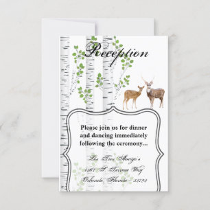 3,5x5 Cartão de Recepção "Deer Doe Buck Forest Woo