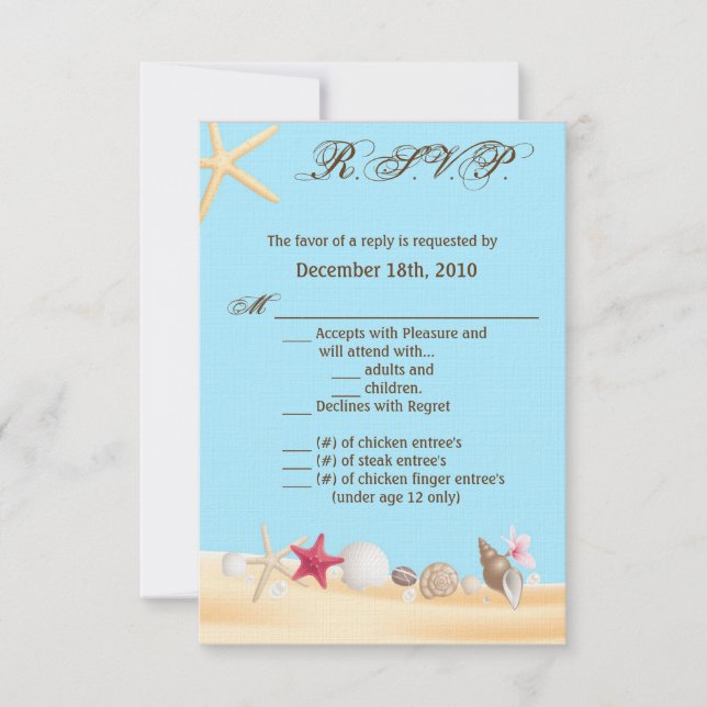3.5x5 Cartão R.S.V.P. Conchas Marinhas Areia da Pr (Frente)