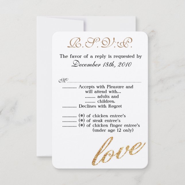 3,5x5 R.S.V.P. Adolescente de cartão dourado Folha (Frente)