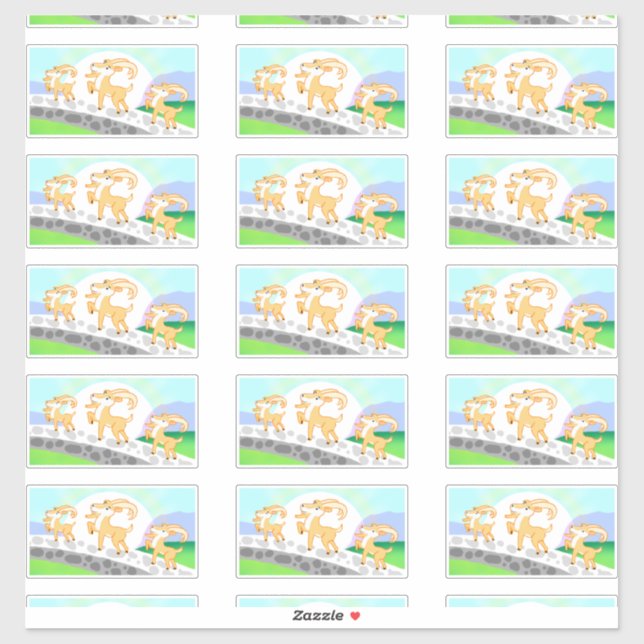 3 adesivos de contorno Gruff do Billy Goat (Folha)