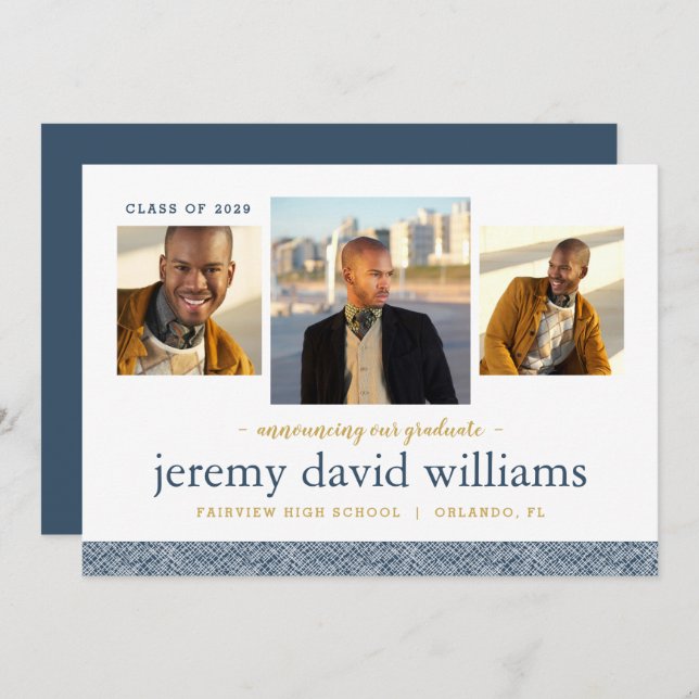 3 Anúncio de Graduação Moderna de Foto (Frente/Verso)