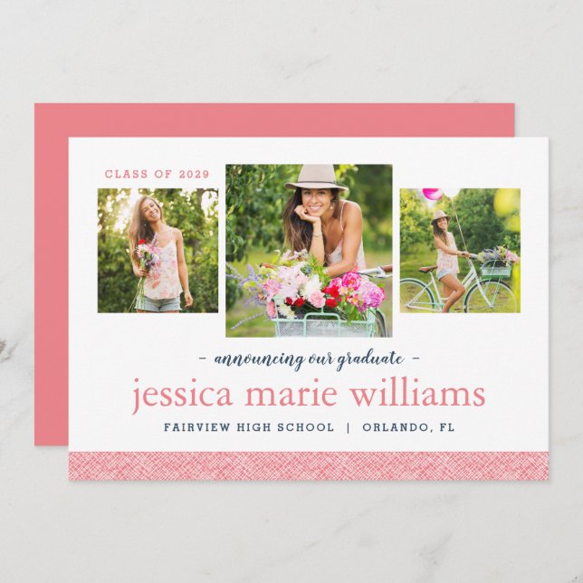 3 Anúncio de Graduação Moderna de Foto (Frente/Verso)