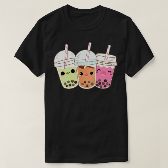 3 Bolha Chá Boba Bubble Tea Kawaii Pullover (Frente do Design)