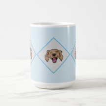 3 caneca com padrão de diamante azul do Retriever 
