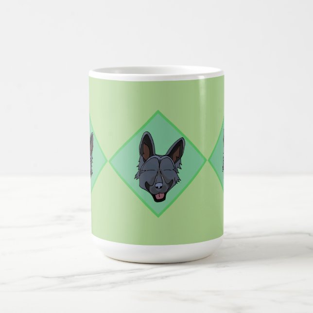 3 Caneca de diamante verde German shepherd preta (Centro)
