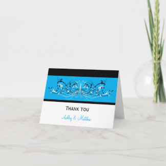 #3 Cartão de Agradecimento Azul Preto Branco com O