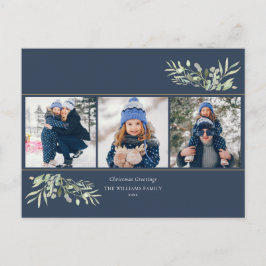 3 Cartões de natal de fotos Greenery Modern