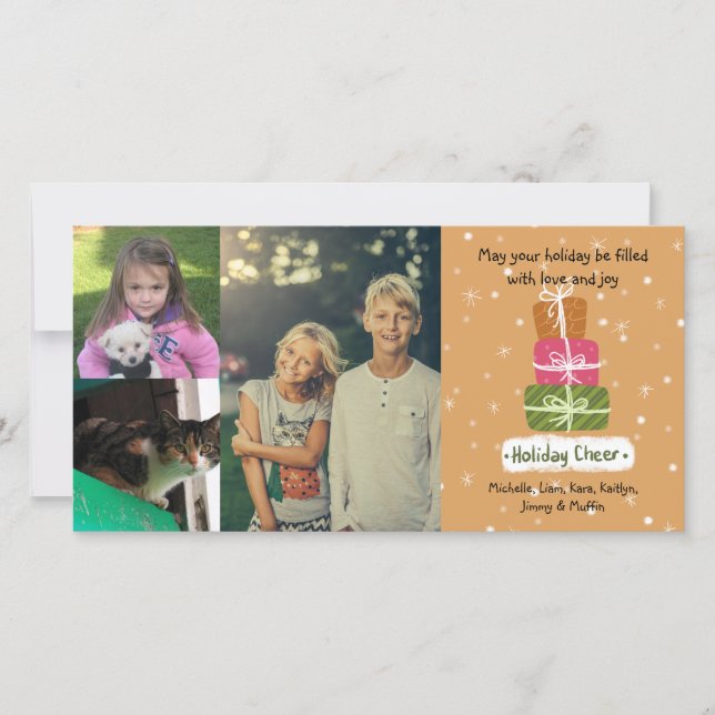 3 Cartões de natal de Nome Personalizado de Colage (Frente)