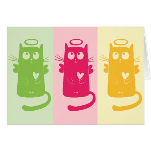 3 cartões de nota vazios dos gatos angélicos