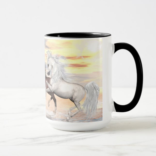 3 cavalos árabes caneca da campainha de 15 onças (Direita)