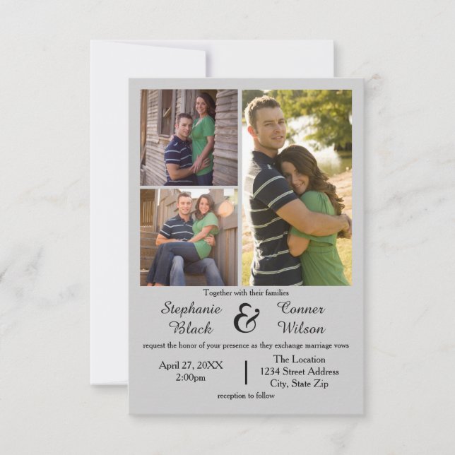 3 Cinzas - Convite para Casamento 3x5 (Frente)