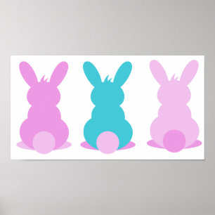 3 coelhos do litlle no poster das cores pastel
