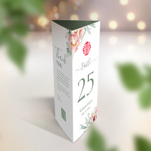 3 em 1 Número da tabela, Menu e cartões de agradec