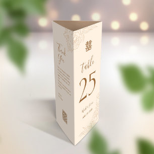 3 em 1 Número da tabela, Menu e cartões de agradec