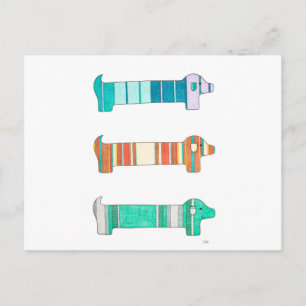 3 Estudo de cor Dachshund nº 1 cartão postal