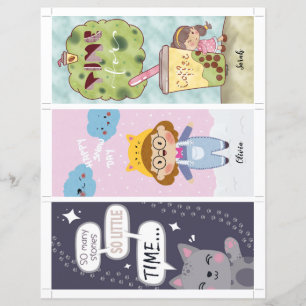 3 Favoritos Ilustrados Kawaii com texto editável