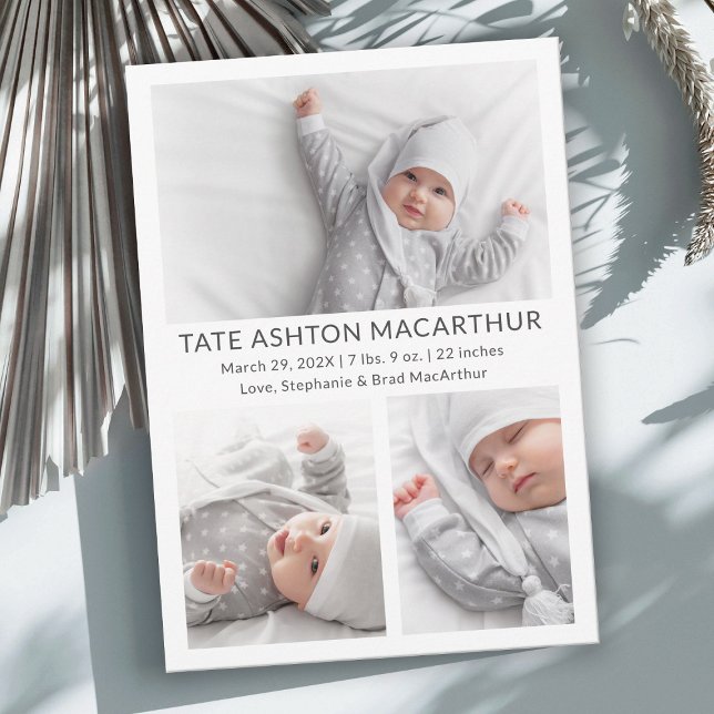 3 Foto Colagem de Bebê Anúncio de Nascimento (Criador carregado)