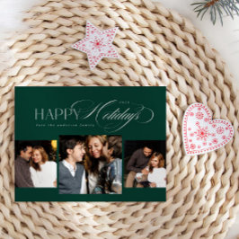 3 fotos Feriados Felizes Script Cartão de Natal