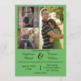3 Fotos Verde - Convite De Casamento