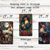 3 Galos de Natal Decoupage