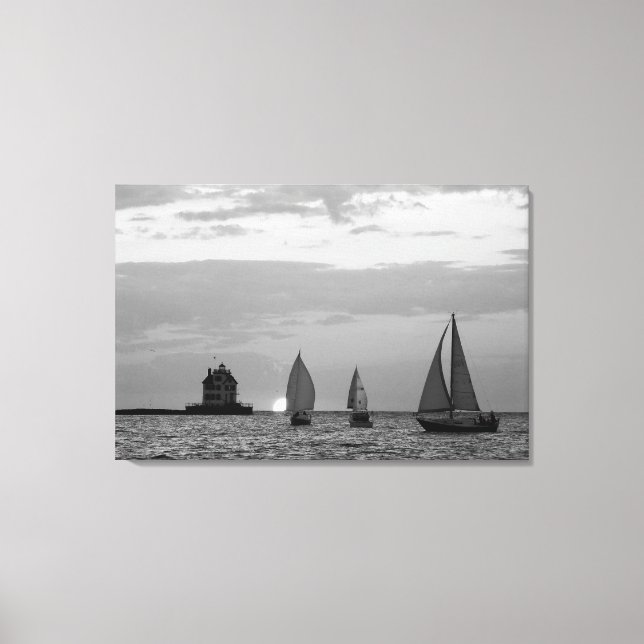 3 naves na Impressão de Canvas preto e branco suns (Frente)