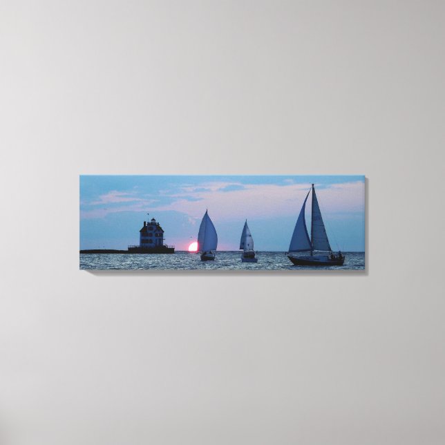 3 navios na Canvas Sunset 36 x12 (Frente)