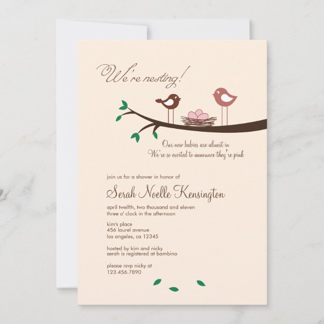 3 Ovos Rosa Triplet Girls Convite para Chá de fral (Frente)