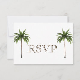 3 Palm Tree Menu Tropical RSVP Cartão de Casamento