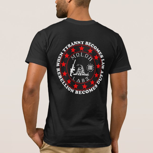 3-Percenter, Molon Labe, Gadsden Cobra, T-Shirt (Verso)