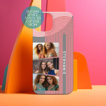 3 Photo Collage - boho coral line art arch - name<br><div class="desc">Adicione 3 fotos horizontais e seu nome para fazer uma capa de telefone legal. A cinza tem sotaque pastel de abstrato com um arco de linha de bô divertido. Uma maneira divertida de capturar memórias e compartilhá-las com amigos.</div>