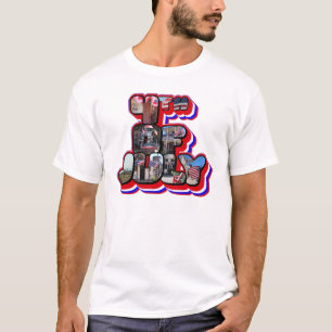 3D 4º De Julho Grande Letra T-Shirt