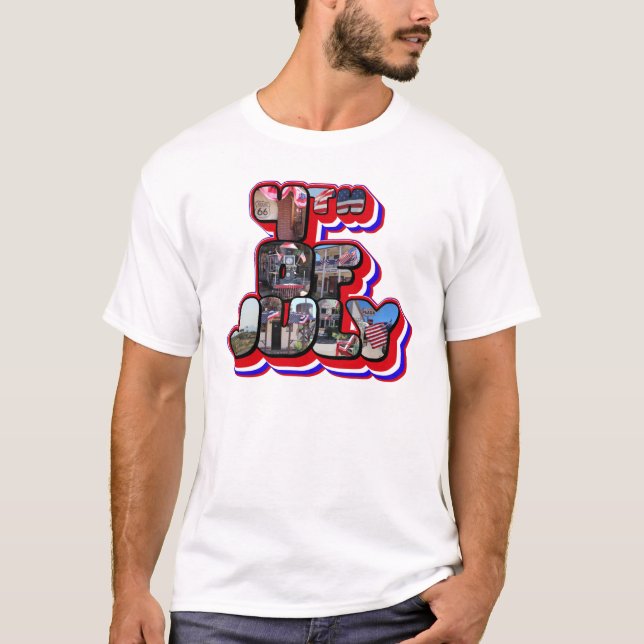 3D 4º De Julho Grande Letra T-Shirt (Frente)