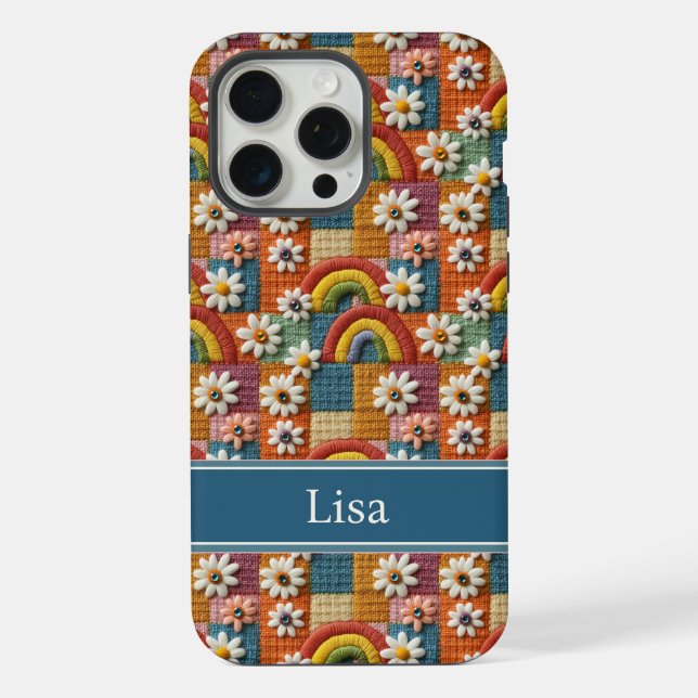 3D Embroidery Patchwork Phone Case | Personalized  (Verso)
