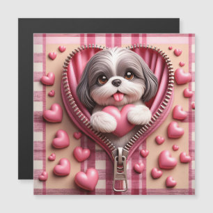 3D Shih Tzu em um fundo rosa e branco