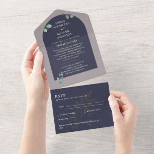 3em1 Arquitetura de Eucalipto Verde Casamento RSVP
