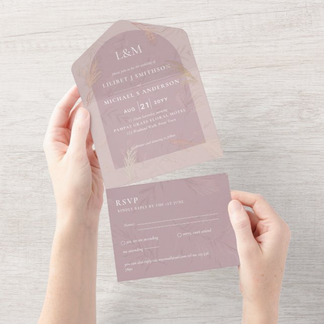 3in1 Casamento de gramíneas de Pampas Minimalistas (Aba destacável)