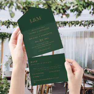 3in1 Forest Dourado Texto VERDE Somente Convite de