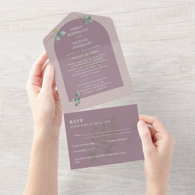 3in1 Greenery Eucalyptus Arch Wedding RSVP (Aba destacável)
