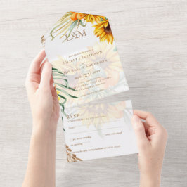 3in1 Monograma Girassóis Pampas Grass Casamento RS