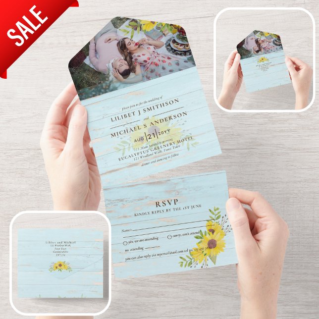 3in1 RSVP de Casamento Russo de Girassóis (Criador carregado)