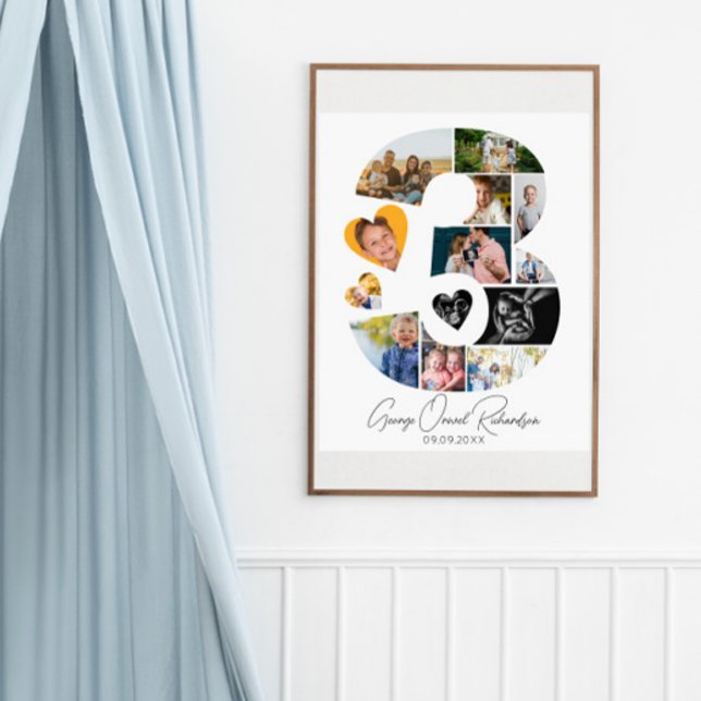 3rd Birthday Photo Collage Poster Keepsake (Criador carregado)