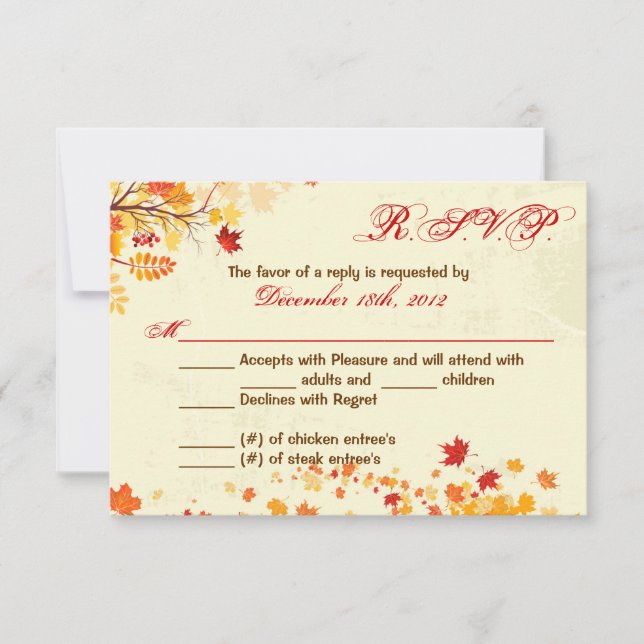 3x5 R.S.V.P. Folhas de Resposta Quebra de outono (Frente)