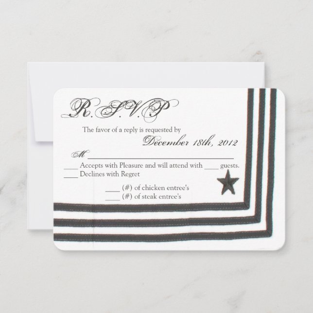 3x5 R.S.V.P. Placa de Resposta Branca de Marinho d (Frente)