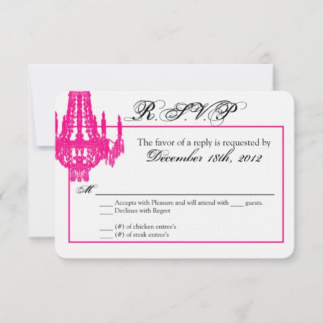 3x5 R.S.V.P. Placa de resposta Crystal Chandelier  (Frente)