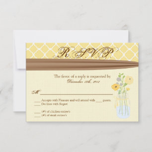 3x5 R.S.V.P. Placa de Resposta Flores de Mason Jar